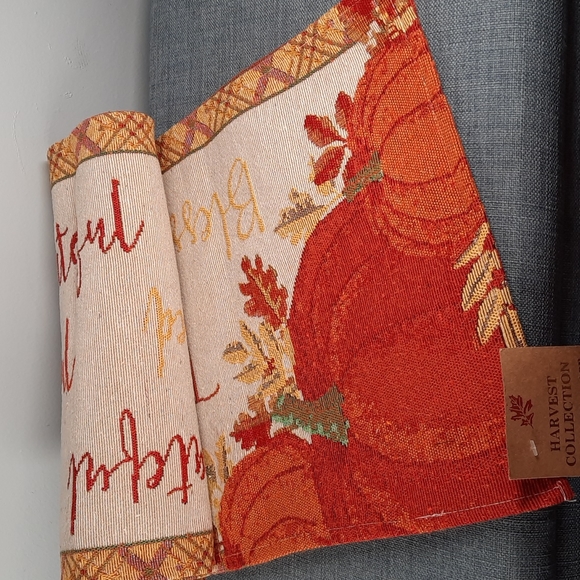 Fall Thanksgiving Farmhouse Dining Table Runner 72" Harvest Grateful Blessed - Picture 1 of 7